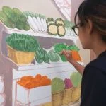 ผลงานการเพ้นท์ผนังคาเฟ่คลังชา